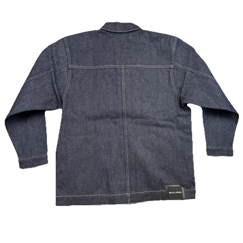 Vintage NWT Sean John Boys‎ Large 16-18 Jacket Denim Jean Distressed Logo Y2K